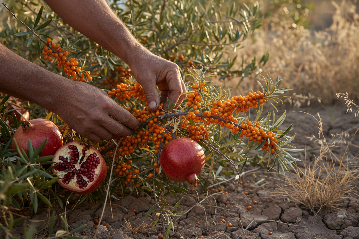L'argousier et le grenadier, deux alliés pour un verger économe en eau
